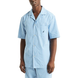 Nautica Men’s Nautica Sustainably Crafted Plaid Camp Sleep Shirt(Blue Yonder)