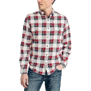 Nautica Mens Nautica Sustainably Crafted Plaid Flannel Shirt(Almond)