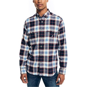 Nautica Mens Nautica Sustainably Crafted Plaid Flannel Shirt(Marshmallow)