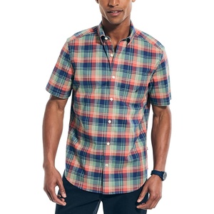 Nautica Men’s Nautica Sustainably Crafted Plaid Short-Sleeve Shirt(Dark Ivy)