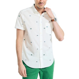 Nautica Men’s Nautica Sustainably Crafted Printed Short-Sleeve Shirt(Sail White)