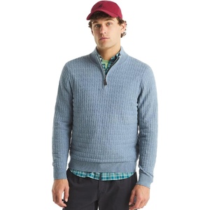 Nautica Men’s Navtech Quarter-Zip Sweater(Textured Achor Blue Heather)