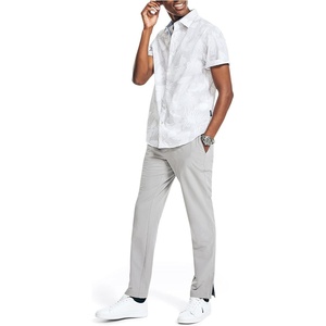 Nautica Men’s Navtech Slim Fit Printed Short-sleeve Shirt(Sharkfin Grey)