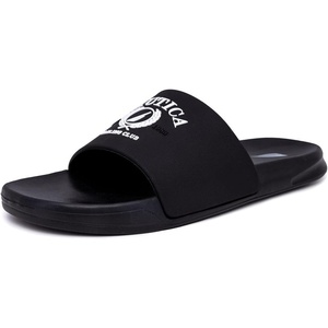Nautica Men’s Open Toe Slide Sandals – Comfortable Indoor & Outdoor Shower Slippers(Black White Porter)
