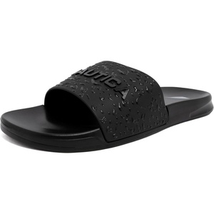 Nautica Men’s Open Toe Slide Sandals – Comfortable Indoor & Outdoor Shower Slippers(Black X Rain Water)