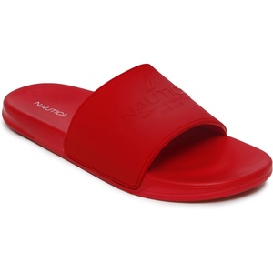 Nautica Men’s Open Toe Slide Sandals – Comfortable Indoor & Outdoor Shower Slippers(Red Porter)