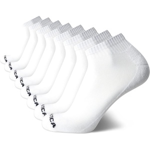 Nautica Mens Quarter Socks – 8 Pack Comfort Stretch Cushioned Moisture-Wicking Athletic Ankle Socks for Men (Sizes: 6-12.5)(White)