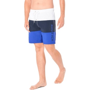 Nautica Men’s Quick Dry Classic Logo Tri-Block Series Swim Trunk(Bright Cobalt)