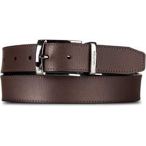 Nautica Men’s Reversible Leather Belt | 2-in-1 | Classic | Everyday | Business | Work | Dress | Casual | Metal Buckle(Engraved – Brown/Black)