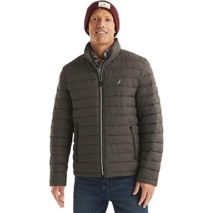 Nautica Men’s Reversible Quilted Puffer Jacket –Midweight Mechanical Stretch Winter Coat(Charcoal Grey)