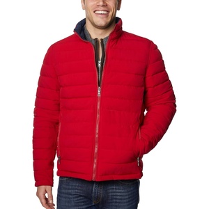 Nautica Men’s Reversible Quilted Puffer Jacket –Midweight Mechanical Stretch Winter Coat(Red Grey)