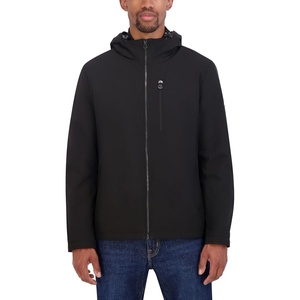 Nautica Men’s Sherpa Lined Softshell Jacket – Full Zip, Adjustable Hood, Wind Resistant(Ebony)