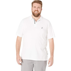 Nautica Men’s Short Sleeve Stretch Solid Deck Polo Shirt(Bright White)