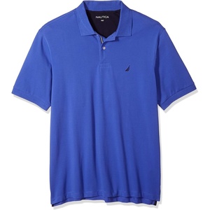 Nautica Men’s Short Sleeve Stretch Solid Deck Polo Shirt(Cobalt Wave)