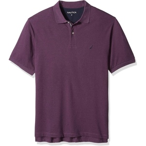 Nautica Men’s Short Sleeve Stretch Solid Deck Polo Shirt(Deep Purple Heather)