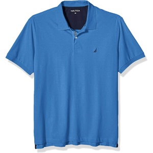 Nautica Men’s Short Sleeve Stretch Solid Deck Polo Shirt(Delft)