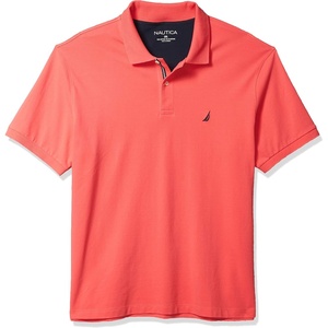 Nautica Men’s Short Sleeve Stretch Solid Deck Polo Shirt(Paradise Pink)