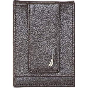 Nautica Men’s Slim Wallet | Card Case | RFID Blocking | ID Window | Minimalist | Lightweight | Genuine Leather(J-Class – Brown)