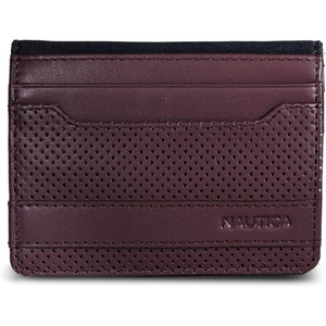 Nautica Men’s Slim Wallet | Card Case | RFID Blocking | ID Window | Minimalist | Lightweight | Genuine Leather(Perforated – Zinfandel)