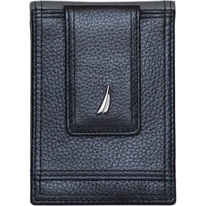 Nautica Men’s Slim Wallet | Card Case | RFID Blocking | ID Window | Minimalist | Lightweight | Genuine Leather(Two Tone – Black/Grey)