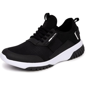 Nautica Men’s Sneakers: Athletic, Comfortable, Casual Lace-Up Fashion Walking Shoes(Black White Geoff)