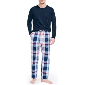 Nautica Men’s Soft Woven 100% Cotton Elastic Waistband Sleep Pajama Pant(Red/Blue)