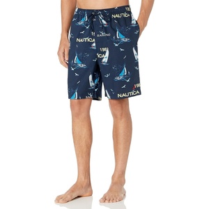 Nautica Men’s Soft Woven 100% Cotton Elastic Waistband Sleep Pajama Short(Blue)