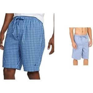 Nautica Men’s Soft Woven 100% Cotton Elastic Waistband Sleep Pajama Short(French Blue/Blue Bone (2 Pack))
