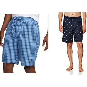 Nautica Men’s Soft Woven 100% Cotton Elastic Waistband Sleep Pajama Short(French Blue/Maritime Navy (2 Pack))