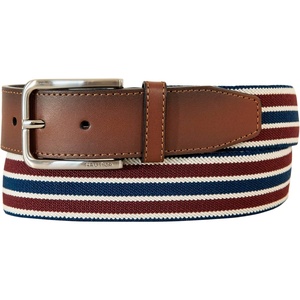 Nautica Men’s Stretch Belt | Elastic | Adjustable | Classic | Everyday | Business | Work | Casual | Metal Buckle(Stretch Webbing – Navy/Red)