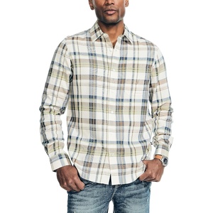 Nautica Men’s Sustainably Crafted Plaid Shirt(Oatmeal)