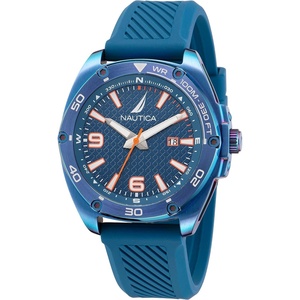 Nautica Men’s Tin Can Bay Watch(Blue Silicone/Blue/Silver)