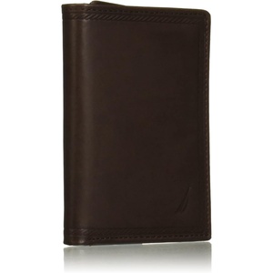 Nautica Men’s Trifold Wallet | RFID Blocking Protection | ID Window | Card Slots | Genuine Leather | Durable(Embossed Leather – Brown)