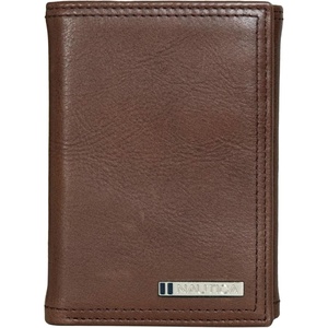 Nautica Men’s Trifold Wallet | RFID Blocking Protection | ID Window | Card Slots | Genuine Leather | Durable(Enameled Logo – Brown)