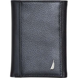 Nautica Men’s Trifold Wallet | RFID Blocking Protection | ID Window | Card Slots | Genuine Leather | Durable(J-Class – Black)