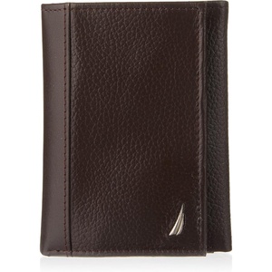 Nautica Men’s Trifold Wallet | RFID Blocking Protection | ID Window | Card Slots | Genuine Leather | Durable(J-Class – Brown)