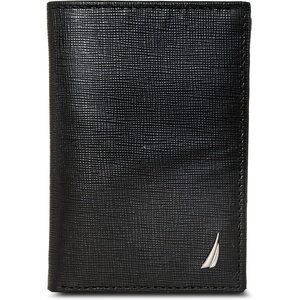 Nautica Men’s Trifold Wallet | RFID Blocking Protection | ID Window | Card Slots | Genuine Leather | Durable(Saffiano – Black)
