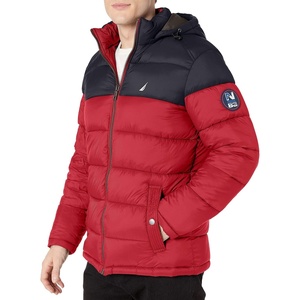 Nautica Men’s Water Resistant Nylon Puffer Jacket(N. Red)