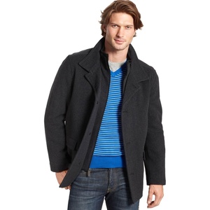 Nautica Men’s Wool Blend Lightweight Insulated Jacket – Printed Daimond Quilted Interior(Grey)