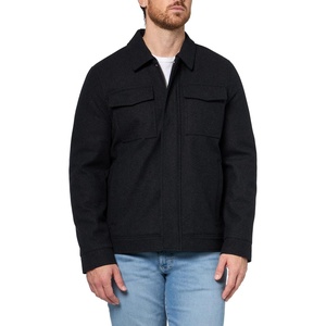 Nautica Men’s Wool Jacket – Diamond Quilted Lining, Polyfill Insulation, Snap & Zip Closure(Charcoal)