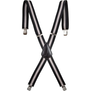 Nautica Men’s X-Back 1.5″ Fully Adjustable Striped Jeans Suspender with Signature Clips(Grey)