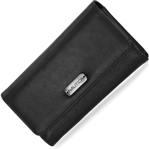 Nautica Money Manager Womens Slim RFID Blocking Wallet, Small Bifold Credit Card Holder with Zipper Coin Pocket and ID Window(Black (Buff))