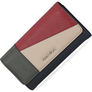 Nautica Money Manager Womens Slim RFID Blocking Wallet, Small Bifold Credit Card Holder with Zipper Coin Pocket and ID Window(Colorblock)
