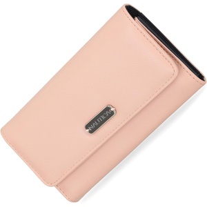 Nautica Money Manager Womens Slim RFID Blocking Wallet, Small Bifold Credit Card Holder with Zipper Coin Pocket and ID Window(Petal Pink)