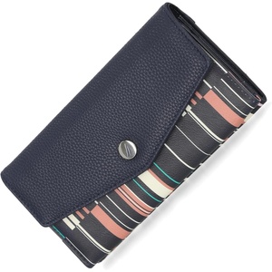 Nautica Money Manager Womens Slim RFID Blocking Wallet, Small Bifold Credit Card Holder with Zipper Coin Pocket and ID Window(Ribbon Stripe)
