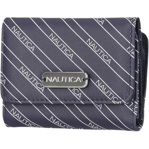 Nautica Rower’s End Small Wallet for Women, RFID Blocking Slim Credit Card Holder with Zipper Coin Pocket, Bifold Compact Wallet with ID Window in Indigo Bone(Indigo/Bone)