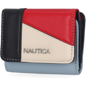 Nautica Rower’s End Small Wallet for Women, RFID Blocking Slim Credit Card Holder with Zipper Coin Pocket, Bifold Compact Wallet with ID Window in Indigo Bone(Colorblock Blue)