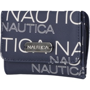 Nautica Rower’s End Small Wallet for Women, RFID Blocking Slim Credit Card Holder with Zipper Coin Pocket, Bifold Compact Wallet with ID Window in Indigo Bone(Wave Dreamer Indigo/Chalk)