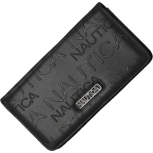 Nautica Seaside Slim Womens Wallet RFID Blocking Credit Card Holder, Coin Purse, Checkbook Organizer Clutch, Small Vegan Leather Wallet for Travel, Indigo(Black (Embossed))