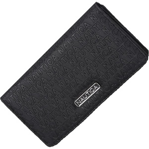 Nautica Seaside Slim Womens Wallet RFID Blocking Credit Card Holder, Coin Purse, Checkbook Organizer Clutch, Small Vegan Leather Wallet for Travel, Indigo(Black (Logo))